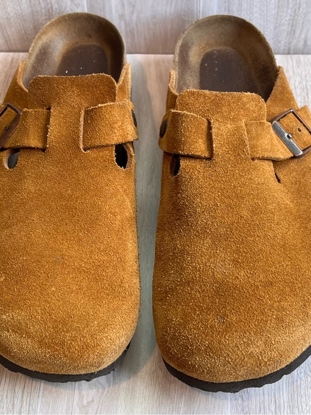 Birkenstock Women's Suede Slip-On Clog in Cognac - Picture 2 of 14